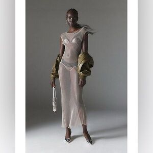 Silence + Noise Stephanie Sheer Fishnet Dress